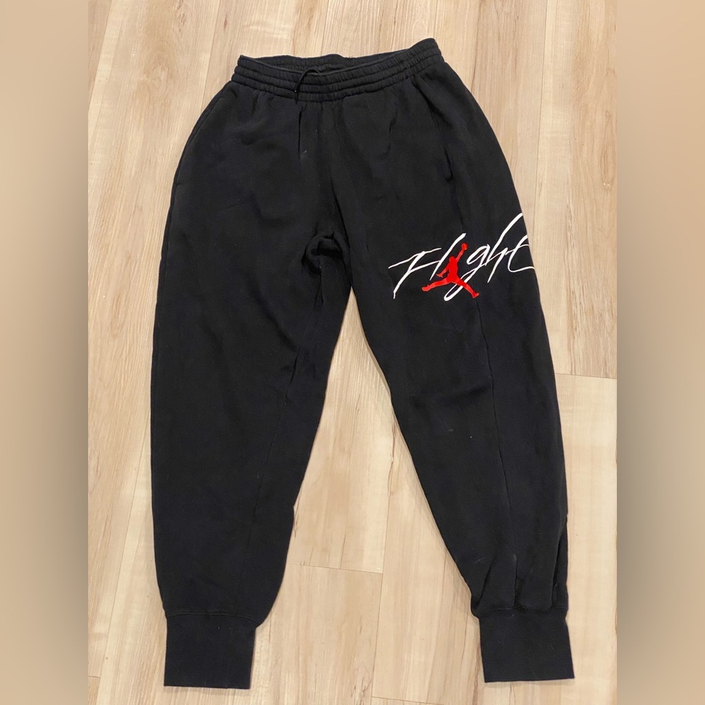 Jordan flight Black Joggers with Red Logo